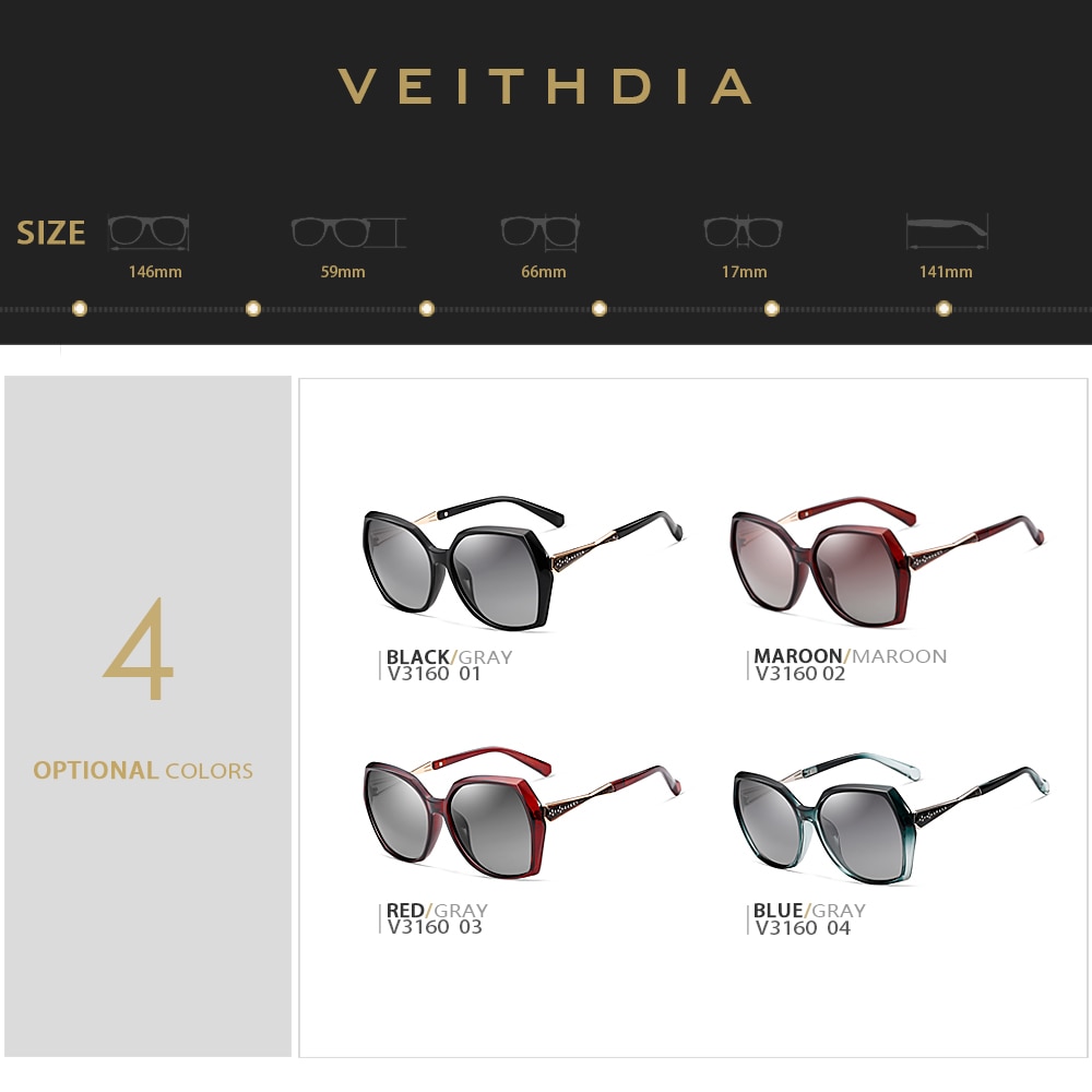VEITHDIA Women's Polarized Sunglasses UV400 Gradient V3160